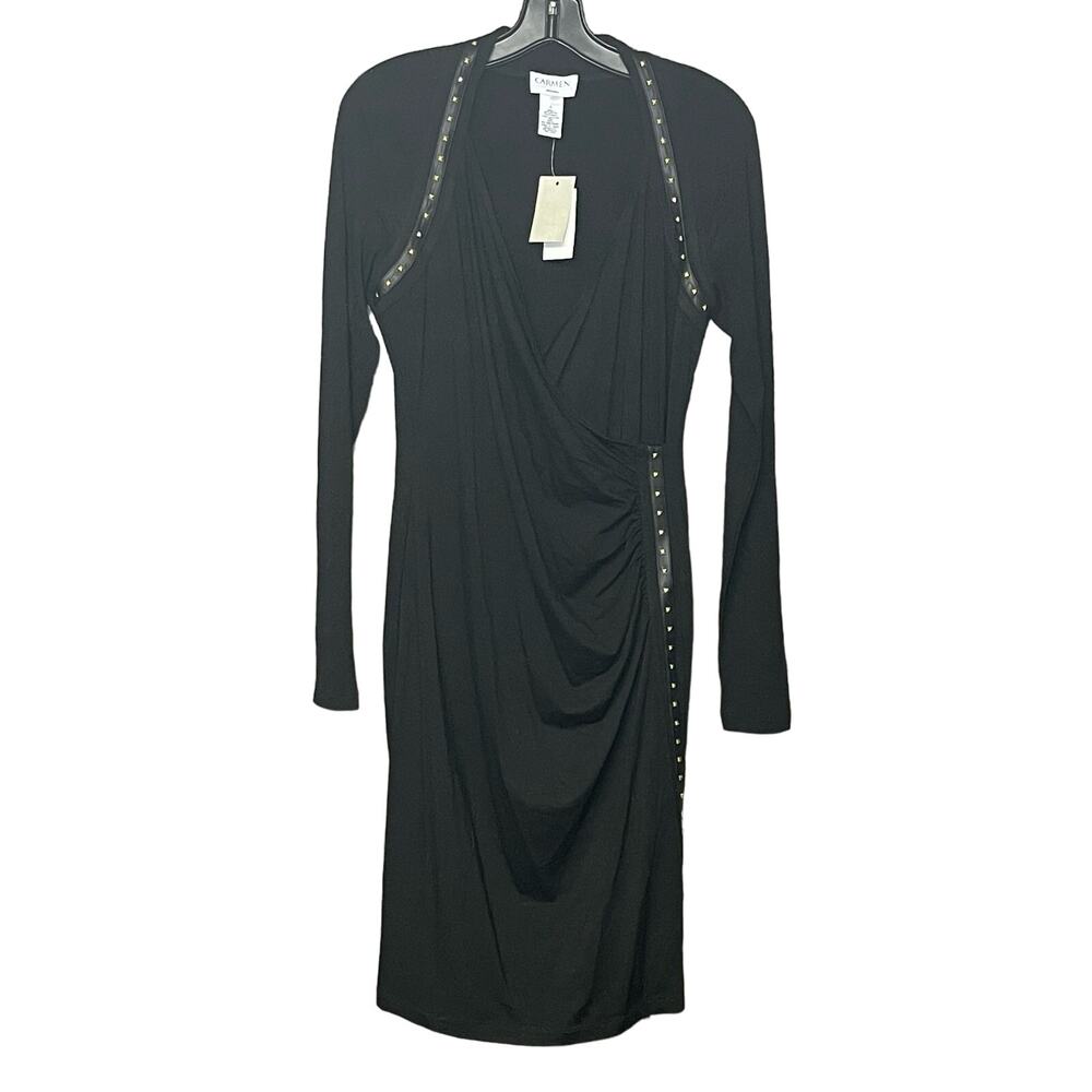 CARMEN by Carmen Marc Valvo dress black sexy studded  mobwife MSRP $128 size L